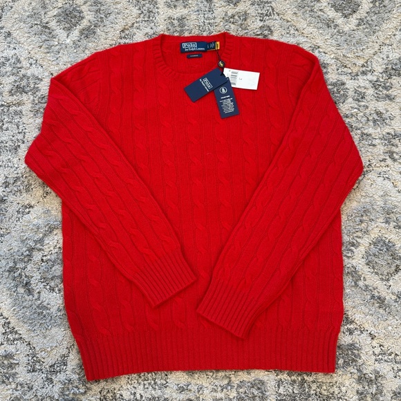 Polo Ralph Lauren 100% Italian Cashmere Cable Knit Sweater Mens